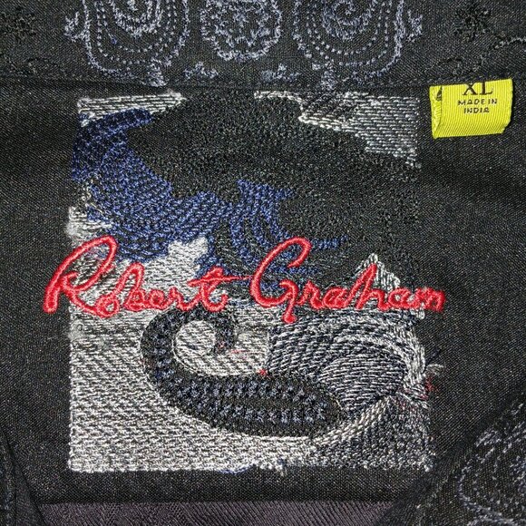 ROBERT GRAHAM WESTPORT EXCLUSIVE EMBROIDERED PAISLEY BLACK FLIP CUFF SHIRT XL - Picture 6 of 10